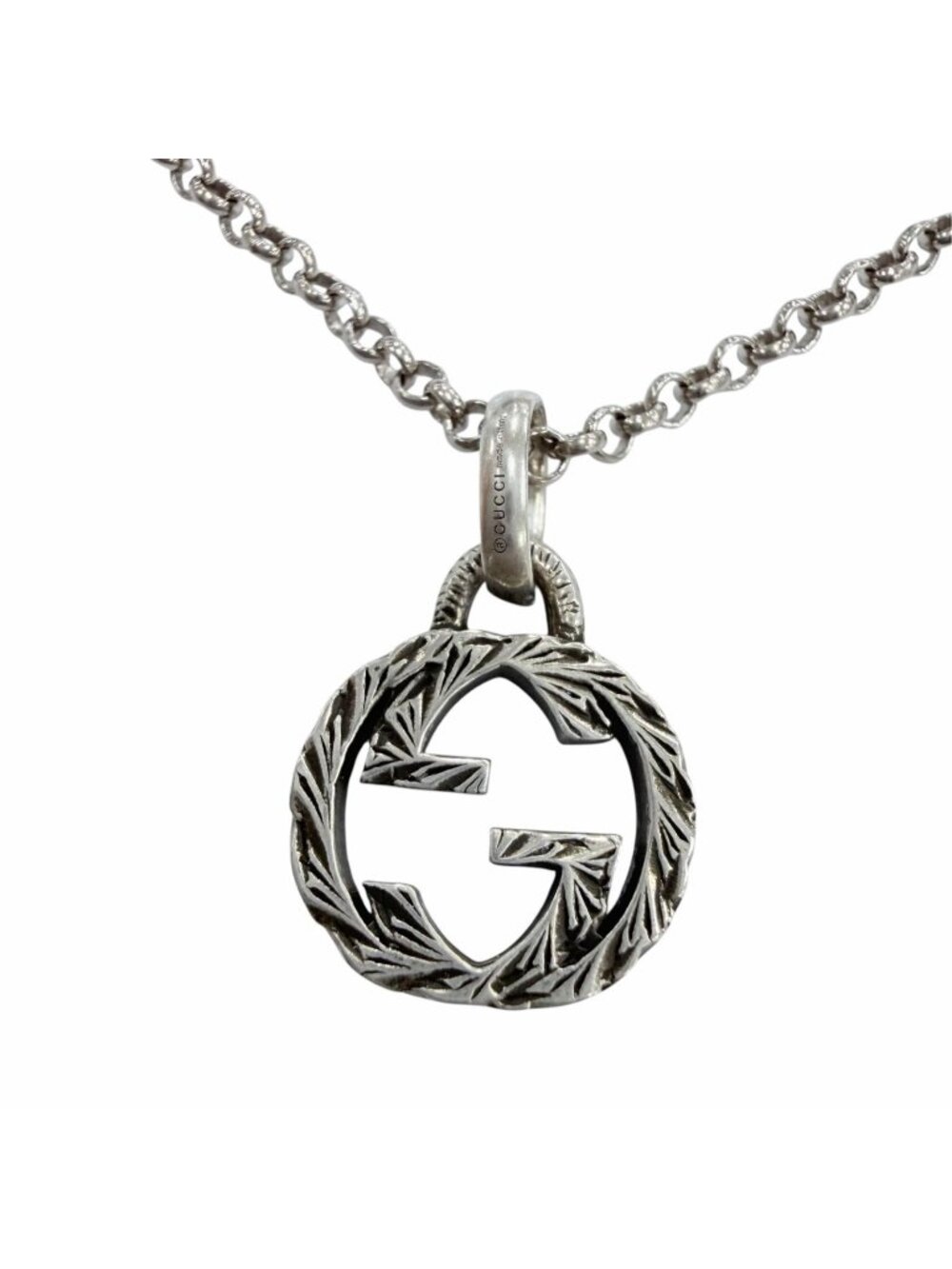 Gucci Interlocking G Arabesque Necklace Silver